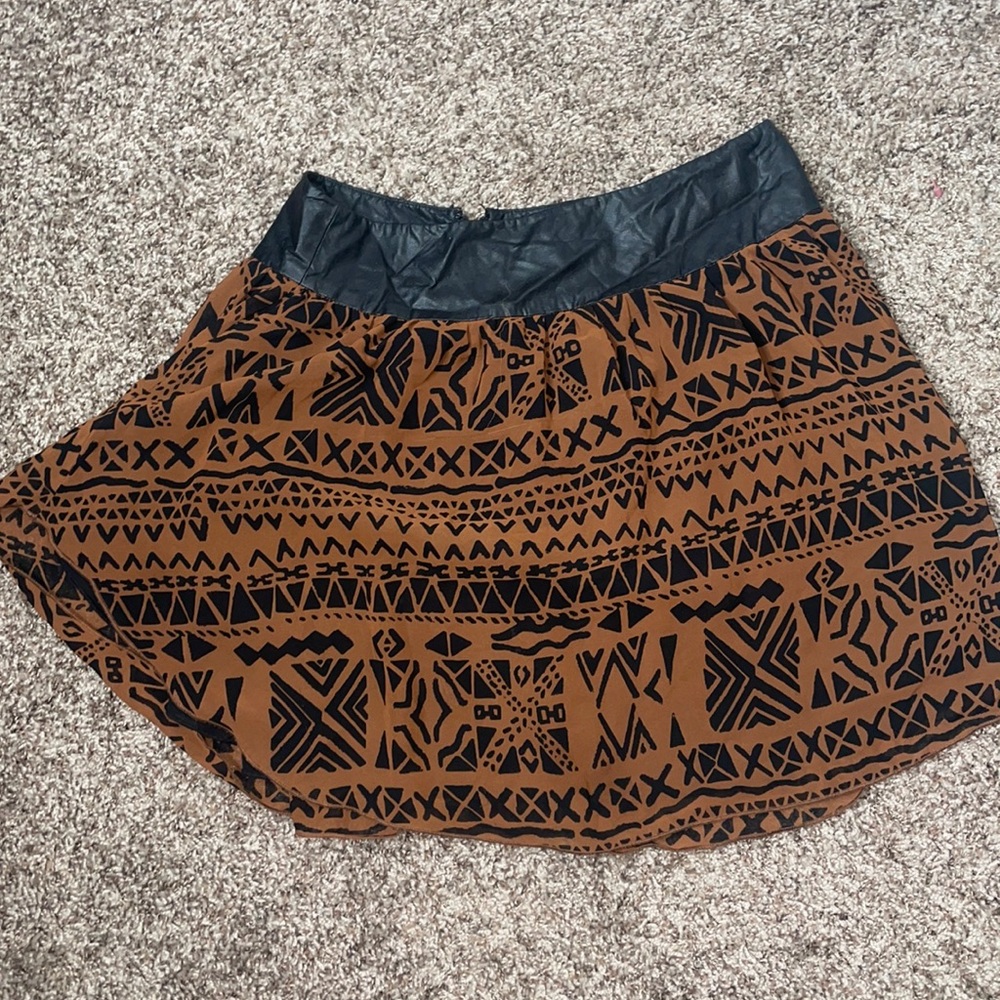 Printed Brown and Black Skirt
